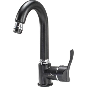 Code Black Siyah Kısa Kuğu Lavabo Bataryası