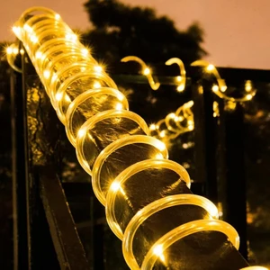 Filli Kutum 100 LED 12 Metre Sarı Flex Peri LED Işık Güneş Enerjili Solar Bahçe Balkon Ağaç Aydınlatması Solar Hortum LED