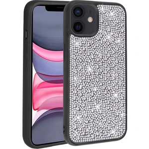 Apple Iphone 12 Kılıf Silikon Kenarlı Taşlı Parlak Ston Silikon