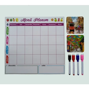 Gifts Turkiye Giftsturkiye Magnet Menü Planım 33X32 cm Silinebilir Mıknatıslı Yazı Panosu  - Buzdolabı Magneti Bardak Altlığı .