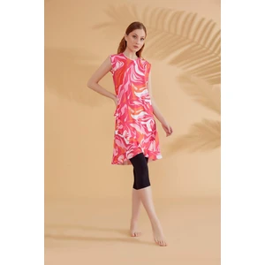 Desenli Fuşya Taytlı Yarı Kapalı Mayo M2370