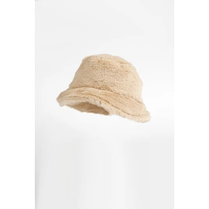 Bej Kürk Şapka - Peluş Bucket