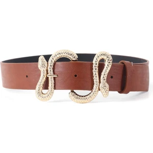 Yılan Tokalı Kahverengi Bel ve Pantolon Kemeri