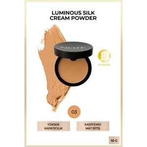 Luminous Silk Cream Powder Patakrem Mat Bitişli Pudra Fondöten - 03 Medium Beige
