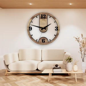 LandiWork Ahşap Sessiz Duvar Saati, Salon Duvar Saati, Mutfak Duvar Saati, Yeni Ev Hediyesi, Yeni Ofis Hediyesi, 42cm