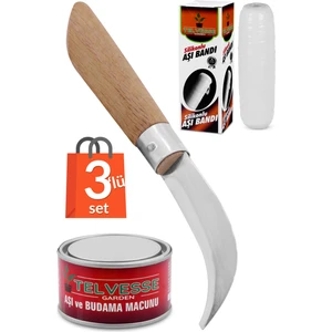 Bayram Aşı Bıçağı 22 cm No:3 + Aşı Macunu + Aşı Bandı (3'lü Paket)