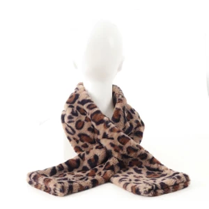 Leopar Suni Kürk Peluş Kaşkol Boyunluk Atkı