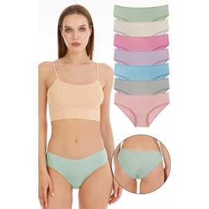 Kadın Fitilli Bato Model 7li Külot Set Karışık Renkler KTS3021 - Açık Renk