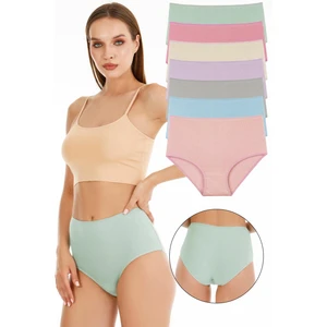 Kadın Fitilli Yüksek Bel 7li Külot Set - KTS3080 Açık Renk