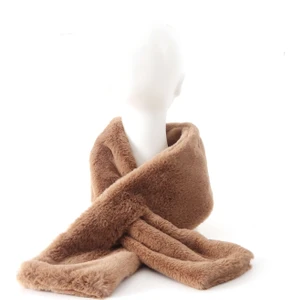 Camel Suni Kürk Peluş Kaşkol Boyunluk Atkı