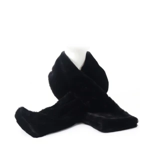 Siyah Suni Kürk Peluş Kaşkol Boyunluk Atkı