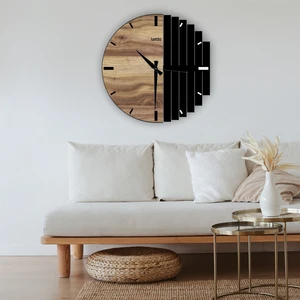 LandiWork Ahşap Dekoratif Sessiz Duvar Saati, Modern Ofis Duvar Saati, Salon Duvar Saati, Oturma Odası Duvar Saati, 42cm