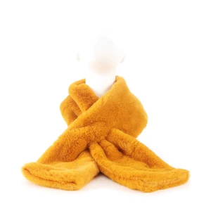 Hardal Suni Kürk Peluş Kaşkol Boyunluk Atkı