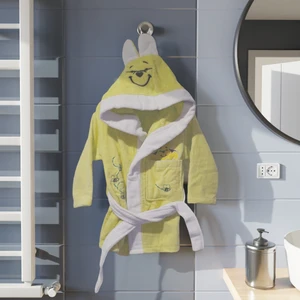 Gold Bamboo Kapüşonlu %100 Pamuk Kadife Çocuk Bornozu Kız - Erkek