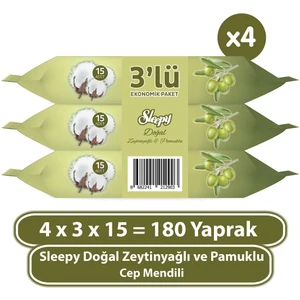 Doğal Zeytinyağlı ve Pamuklu Cep Mendili 4x3x15 180 Yaprak