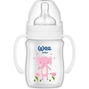 Wee Baby Safari Kulplu Biberon 150 ml Pembe Fil