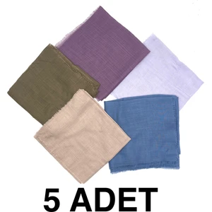 Naz İpek Flamlı 5'li Paket Pamuklu Yazma Eşarp 100X100CM