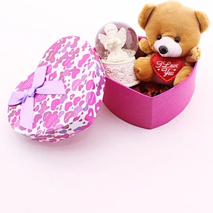 Deco Elit Sevgiliye Hediye Mini Ayıcık ve Melek Kar Küresi Hediye Kutusu