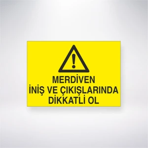 Reysa Tasarım Merdiven Iniş ve Çıkışlarında Dikkatli Ol 21X35 Arkası Yapışkanlı Levha 21X30 cm Yapışkanlı Levha