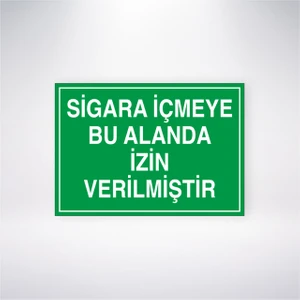 Reysa Tasarım Sigara Içmeye Bu Alanda Izin Verilmiştir 21X30 cm Yapışkanlı Levha