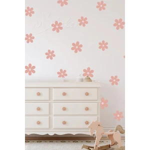 Soft Pembe Çiçekler Cam Duvar Sticker Seti