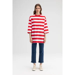 Touche Çizgili Oversize Tshirt