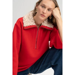 Touche Yakası Kürklü Sweatshirt