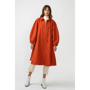 Touche Yırtmaçlı Maxi Trençkot