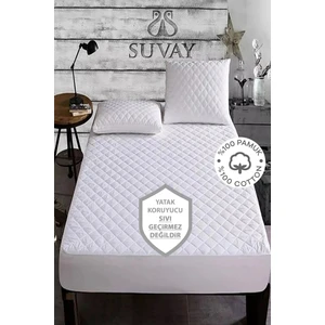 Kapitone Fitted Yatak Koruyucu Alez 160 x 200 Çift Kişilik Beyaz Renkli Yatak Alezi - Sıvı Geçirmez Değildir!)