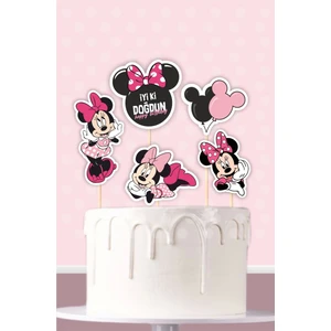 Neşeli Günlerim Minnie Mouse Pink Temalı Pasta Süsü Seti