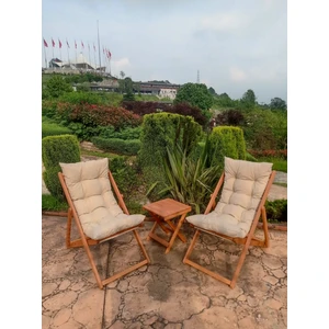 Arıa Şezlong Seti Bahçe&balkon&teras&plaj Katlanır Ikili Set - 2 Şezlong 1 Masa