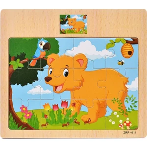 Sepeti Ayıcık Resimli Ahşap Çocuk Puzzle 12 Parça 15X17CM