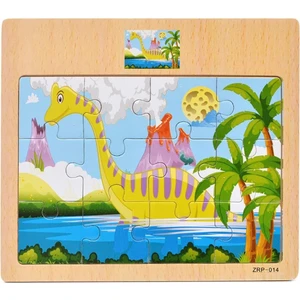 Sepeti Dinazor Resimli Ahşap Çocuk Puzzle 12 Parça 15X17CM