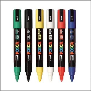 Uni Posca 5m Boyama Markörü Ana Renkler 6'lı Set