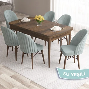 Concept Ves Serisi 80X132 Mdf Açılabilir Barok Ahşap Desen Mutfak Masa Takımı 6 Sandalye
