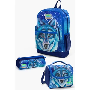 Coral High Kids Lacivert Mavi Kurt Desenli 3’lü Okul Çanta Seti SET0123743