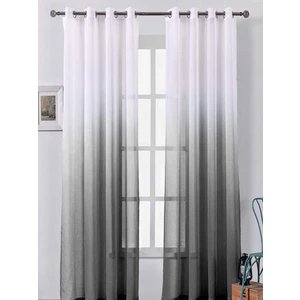 Gri Antrasit Siyah  Rustik Kuşgözü Tül Perde Degrade Renk Geçişli Tül