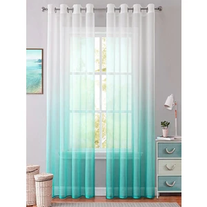 Mint Yeşil Rustik Kuşgözü Tül Perde Degrade Renk Geçişli Tül