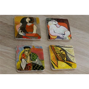 Henri Matisse ve Picasso Kadınları Doğal Taş Bardak Altlığı 4'lü Set - Natural Stone Coasters
