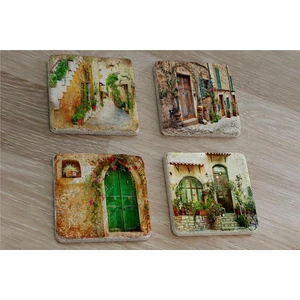 Taş Evler Doğal Taş Bardak Altlığı 4'lü Set - Natural Stone Coasters
