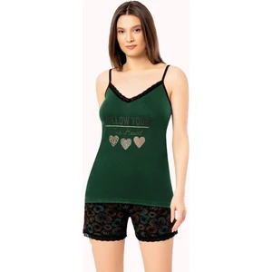 Hepsine Rakip Kadın Ip Askılı Şortlu Pijama Takımı Baskılı Pamuklu 7000