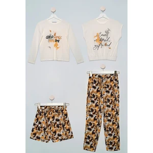 For You Kids 4'lü Batik Desen Pantolon Şort Siyah Takım S27736