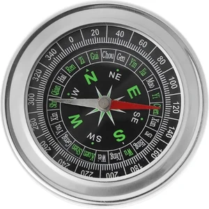 Sedef Silver Büyük Boy Paslanmaz Çelik Askeri Manyetik Feng Shui Seyahat Pusula