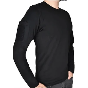 Astüm Askeri Malzeme Dalga Desenli 2 Cepli Uzun Kollu Taktik T-Shirt