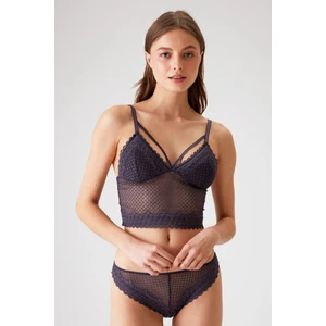 Pierre Cardin 4831 Kadın Pedli Balensiz Dantelli Bralet Sütyen Külot Takım-Mürdüm