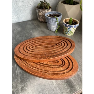 2 Adet Ahşap Sunumluk Tepsi , Kahve Tepsisi , Bardak Altlığı , Dekoratif Sunum Tabağı