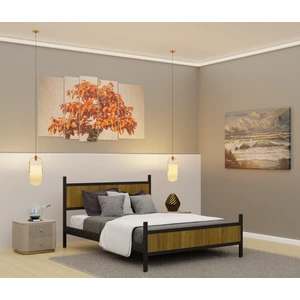 GM 305 MODERN ÇİFT KİŞİLİK AHŞAP METAL SİYAH ATLANTİK ÇAM KARYOLA 160X200