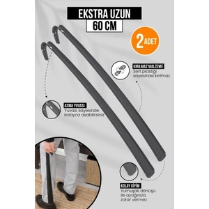60 Cm 2 Adet Ayakkabı Çekeceği | Sert Plastik Asılabilir Çekecek Yumuşak Kerata Uzun