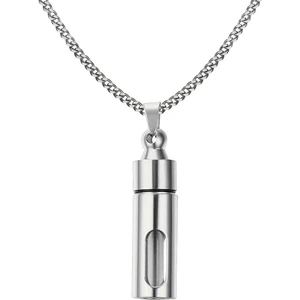 48MM Çelik Cam Tüp Urn Kolye Kolye Ashes Saç Gümüş Için (Yurt Dışından)