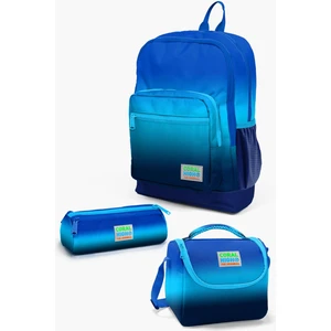 Coral High 3'lü Okul Çanta Seti Lacivert Mavi Renk Geçişli Ergonomik Tasarım 14.4 Litre